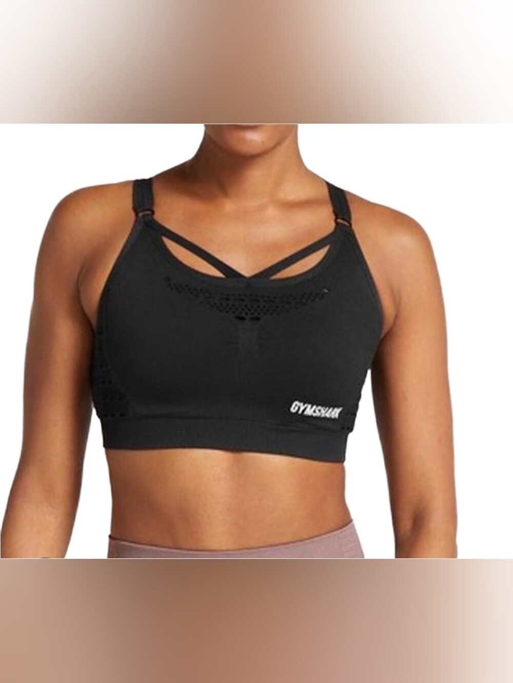 Gymshark Women's Black Energy Seamless Strappy Sports Bra Size S